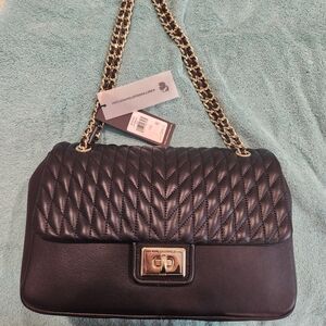 Karl Lagerfeld PARIS Argyness leather Quilted Flap Chain Shoulder Bag New